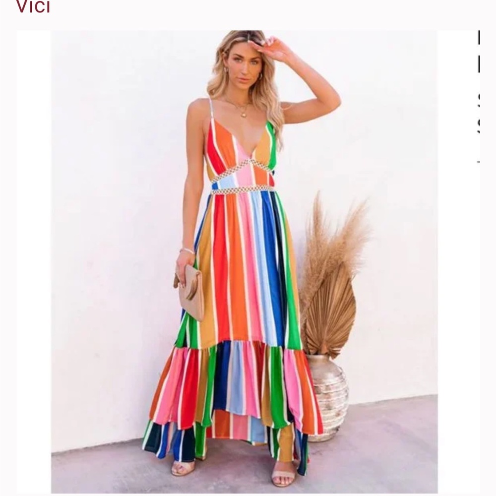 Small Vici Crochet Striped Maxi Dress
